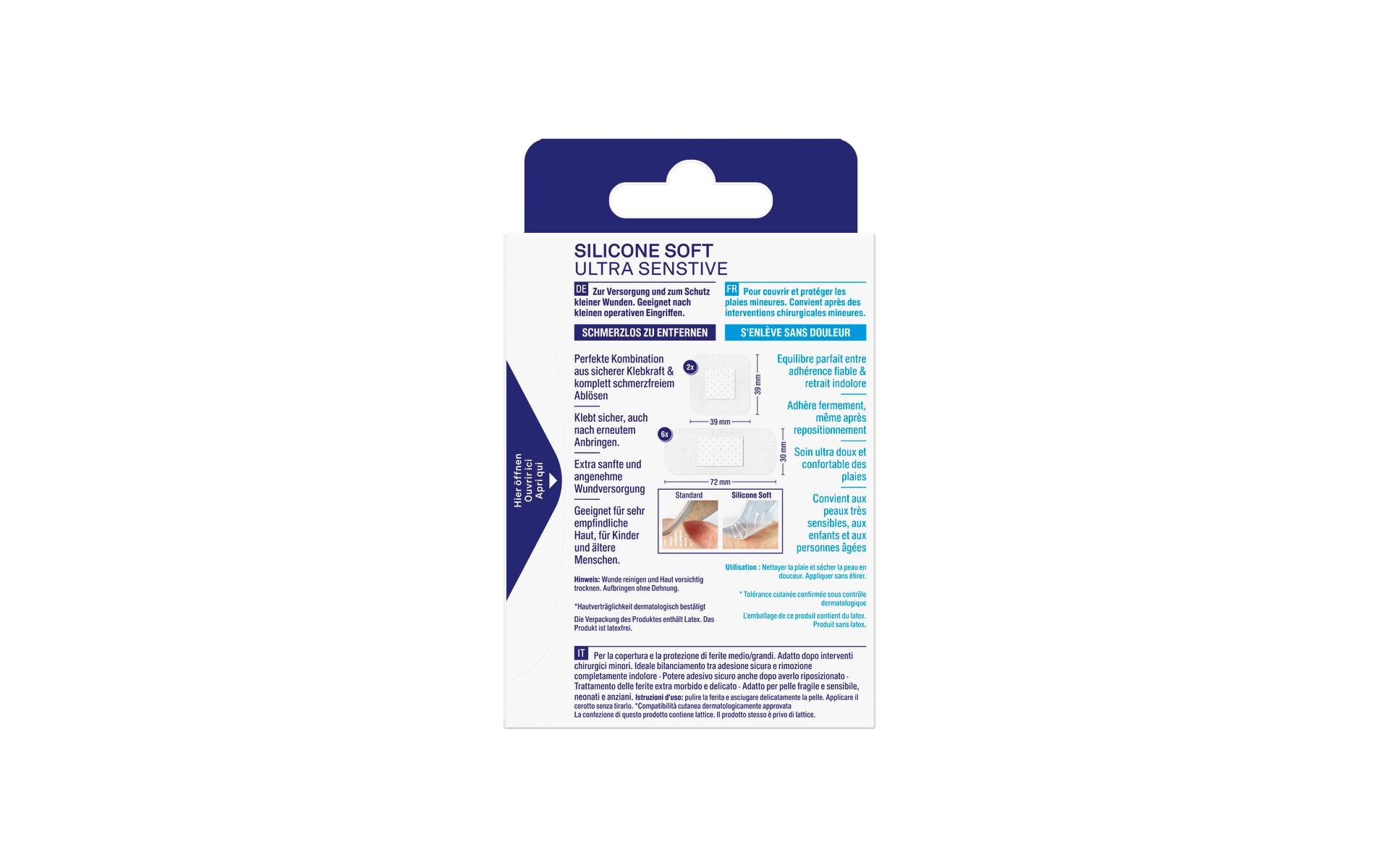 Ultra Sensitive Mixpack 8 StückSilikonpflaster, Pflaster für sehr empfindliche Haut