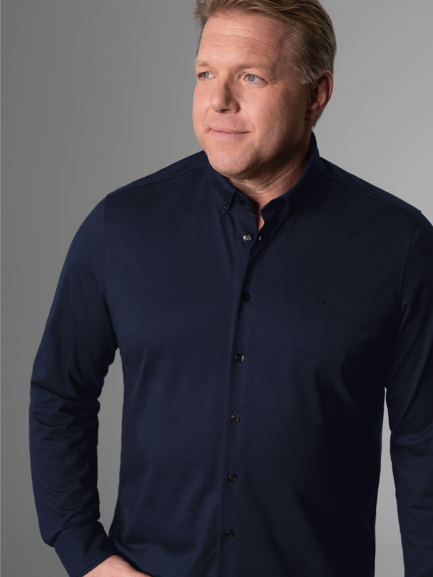 Business-Hemd aus DELUXE-Single-Jersey Navy