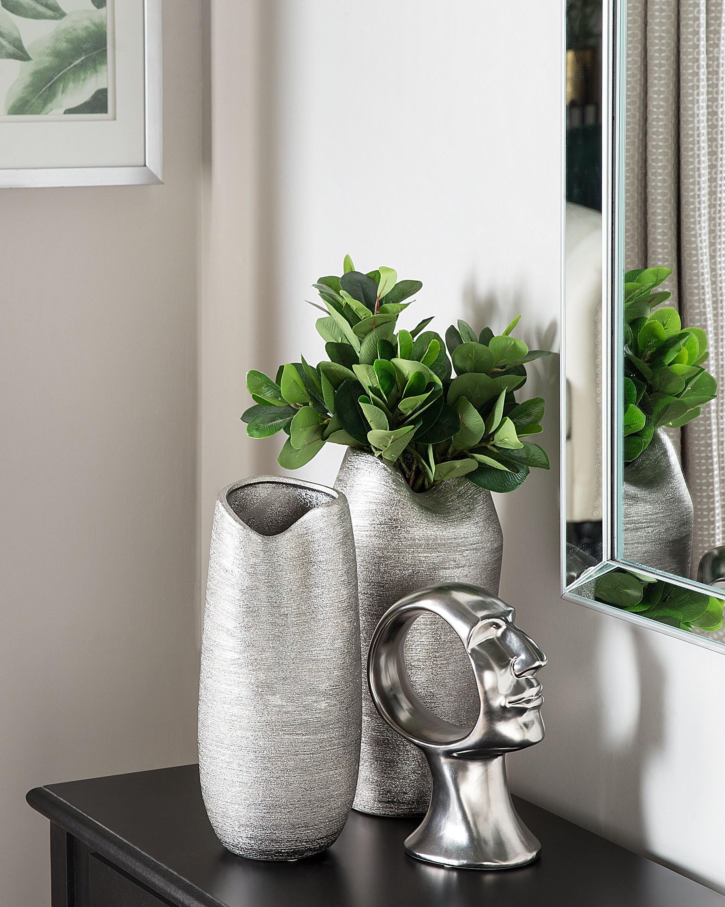 Decoratieve vaas DERBE Steengoed 32 cm Zilver