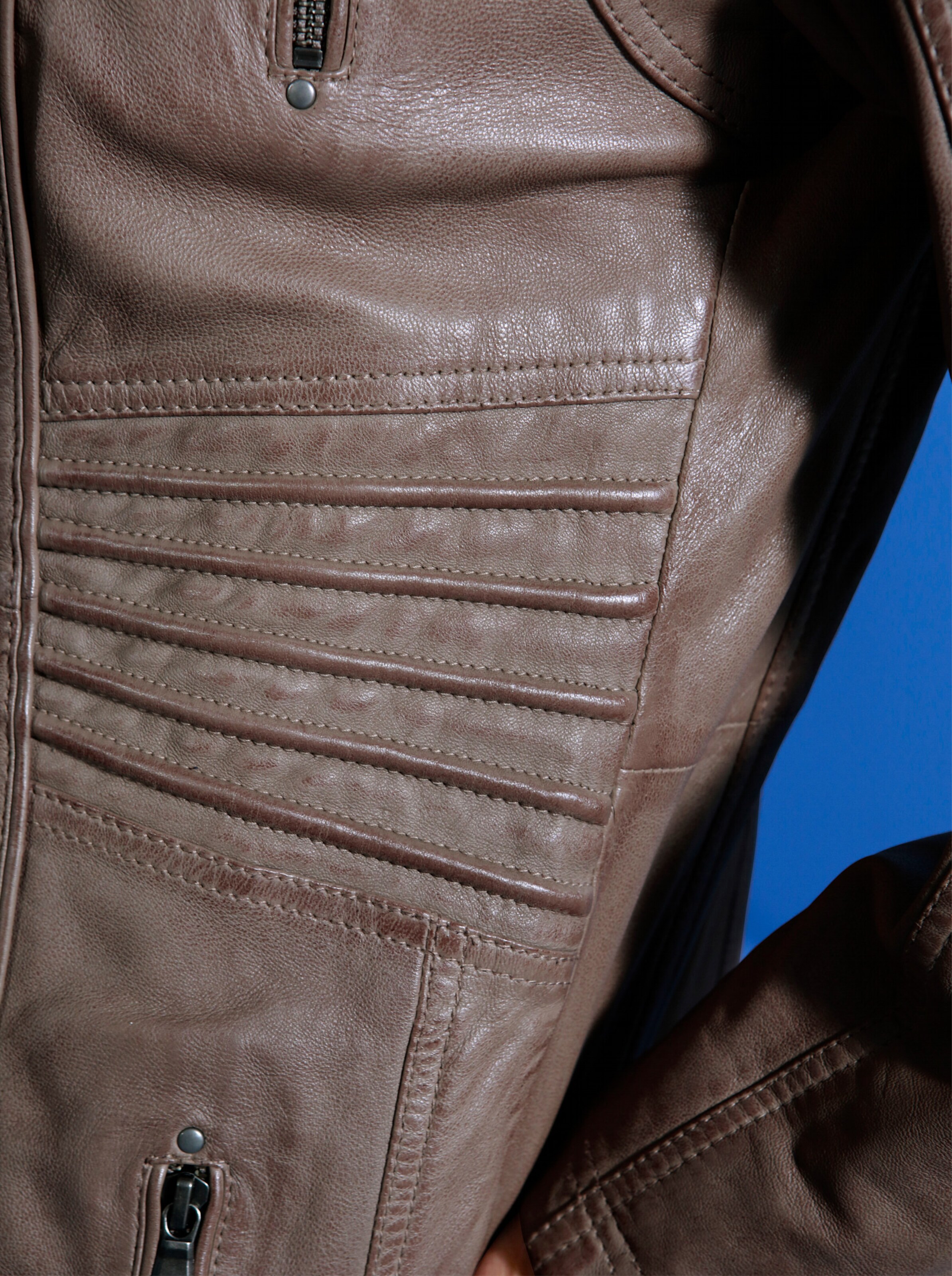 Lederjacke in taupe