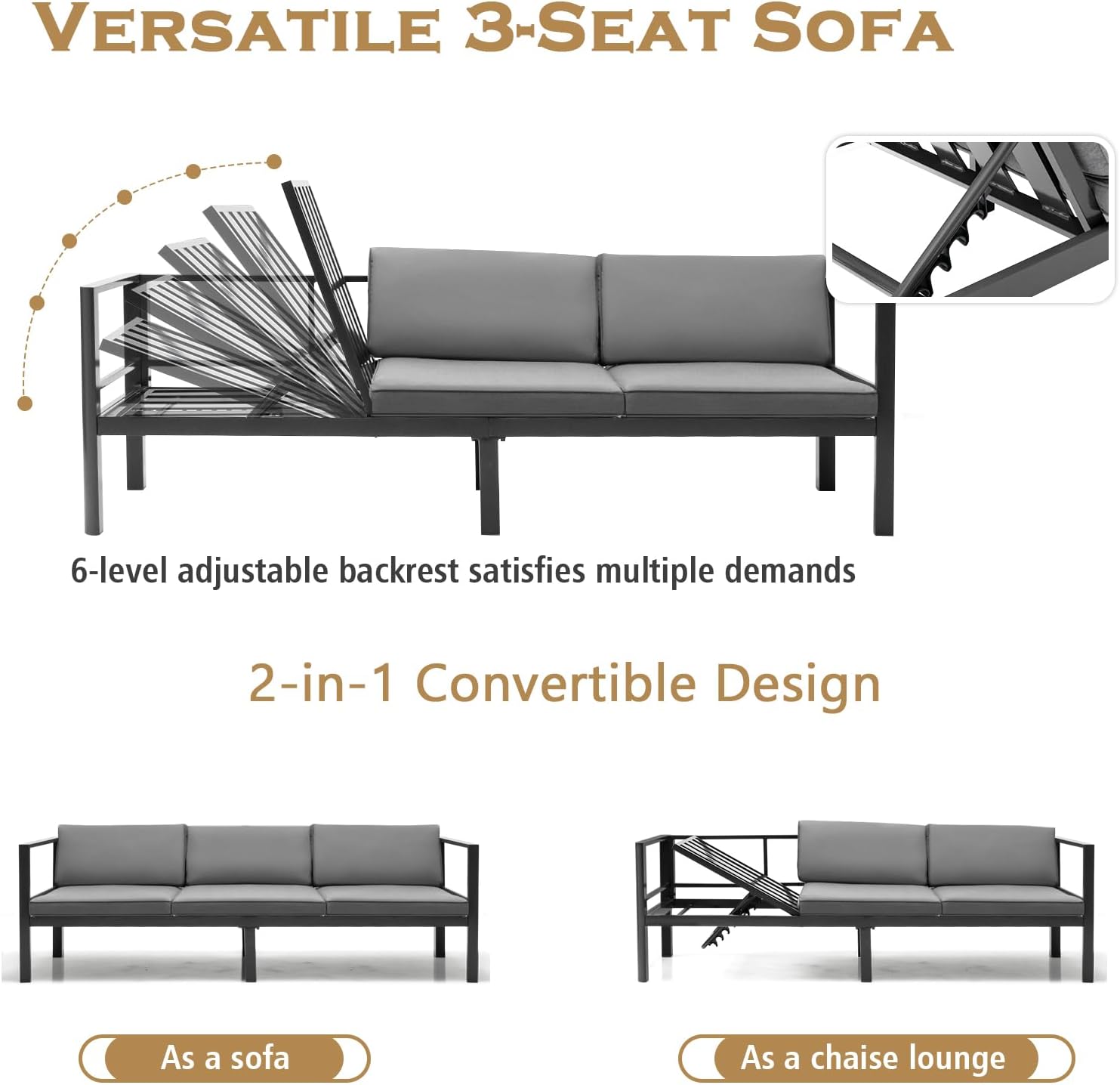 KOMFOTTEU Lounge Set für 5-6 Personen, Gartenmöbel Set mit L-förmigem Gartensofa & Kaffeetisch, Terrasse Sitzgruppe aus Aluminium inkl. Sitzkissen, Patio Lounge Gartenloungefür Indoor & Outdoor