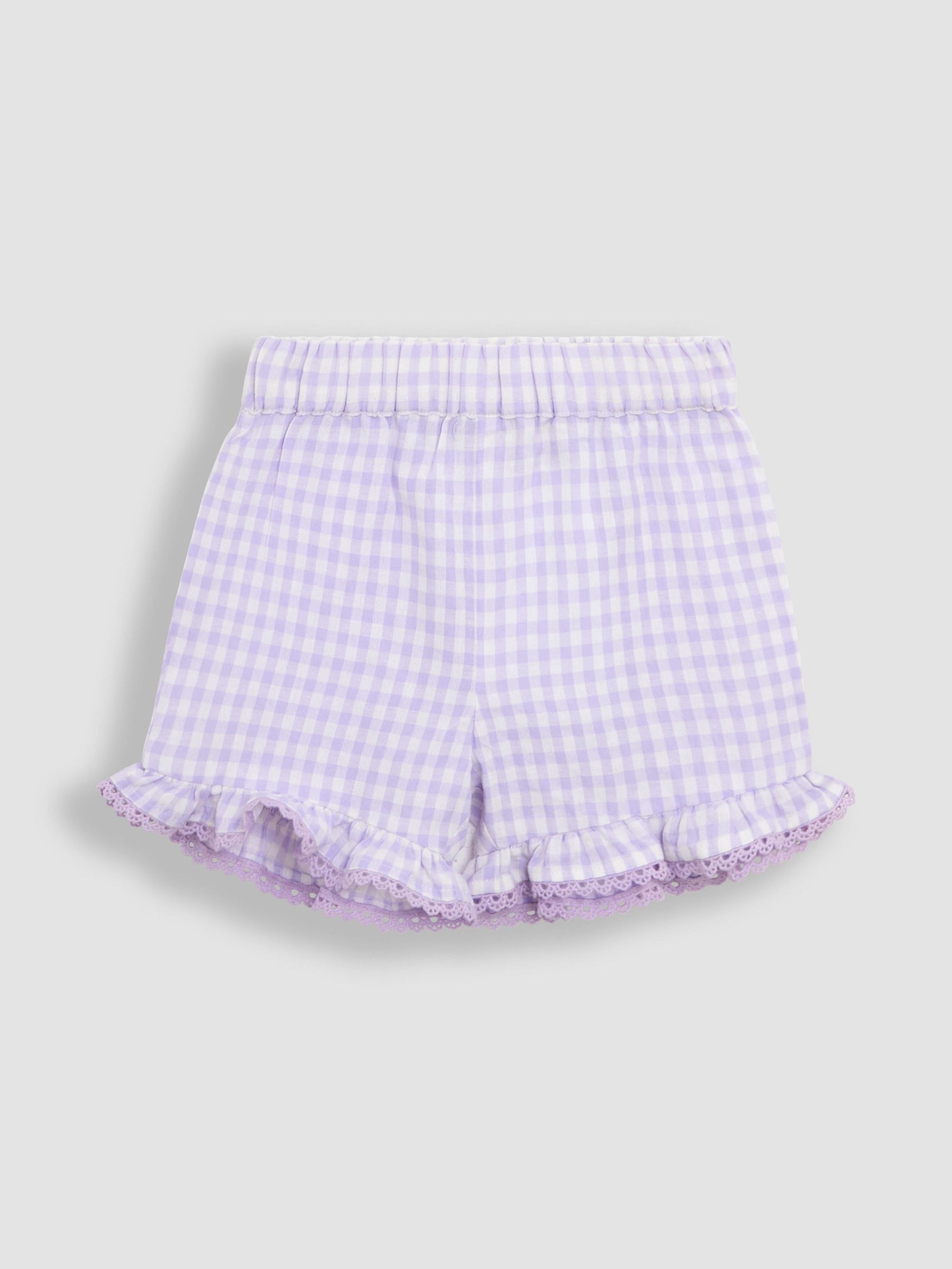 JoJo Maman Bébé - 2-delige set van T-shirt met dubbele ruches op de mouwen en short met borduursel