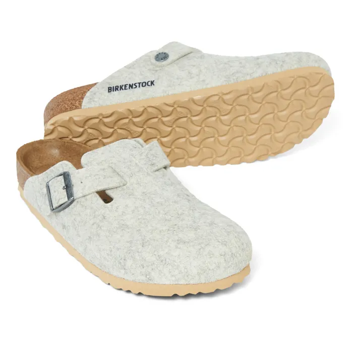 BIRKENSTOCK Mules Boston Laine Chaussant Etroit | Blanc cassé