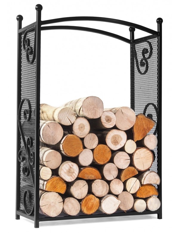 Porte bûches rectangulaire en acier noir 