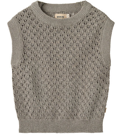 Wheat Weste - Strick - Saga - Warm Grey Melange m. Lochmuster