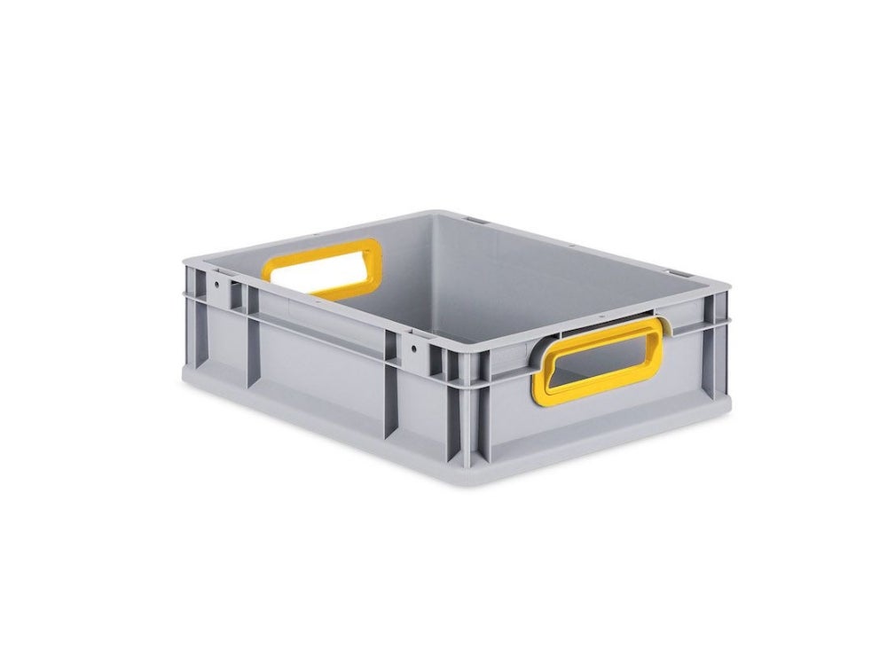 PROREGAL Eurobox Nextgen Kleur HxBxD 12 x 30 x 40 cm 11 Liter Handgrepen Geel Open Gladde Bodem Euro Container Transportbox