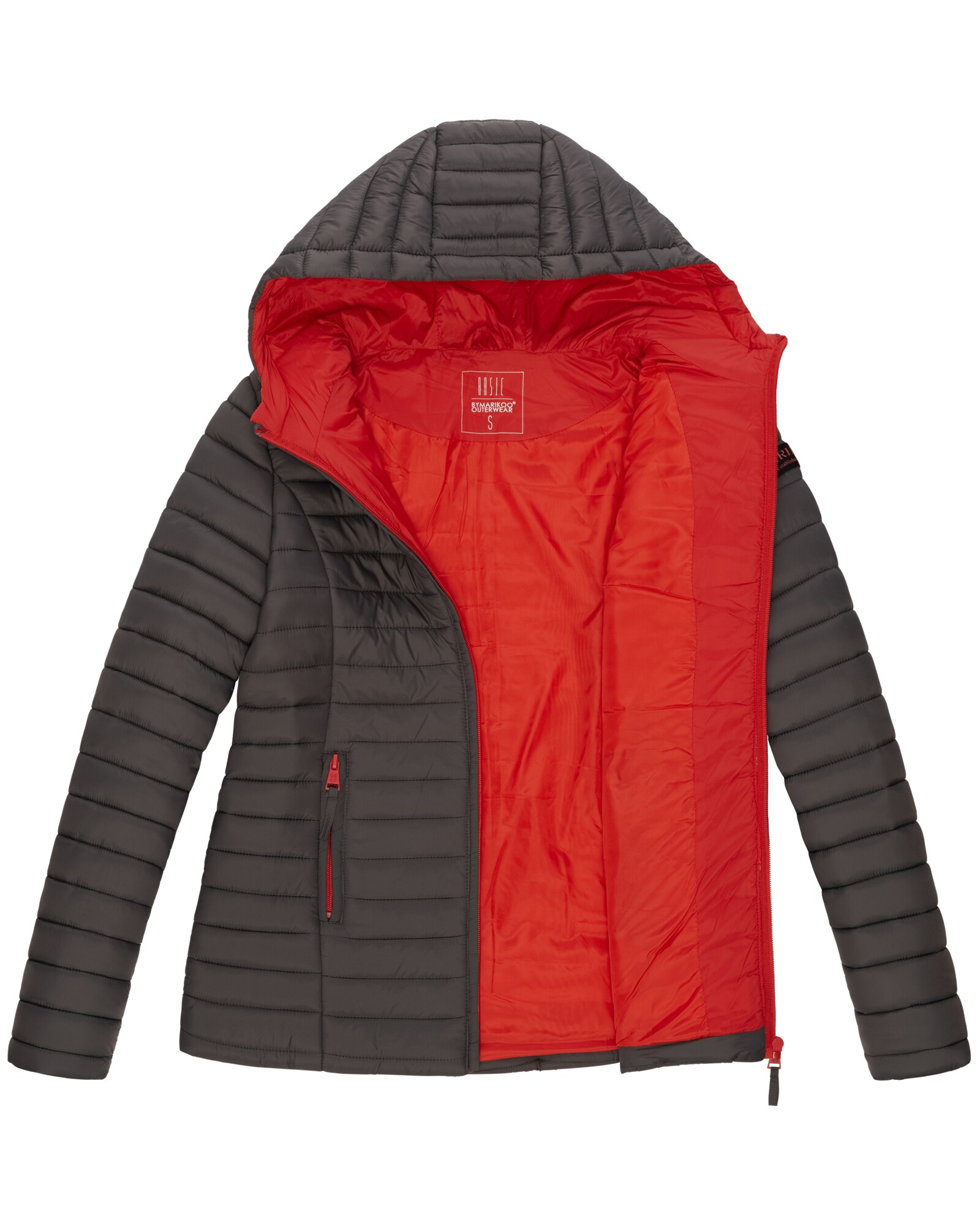 MARIKOO Damen Steppjacke Übergangsjacke mit kontrastfarbendem Reißverschluss Asraa
