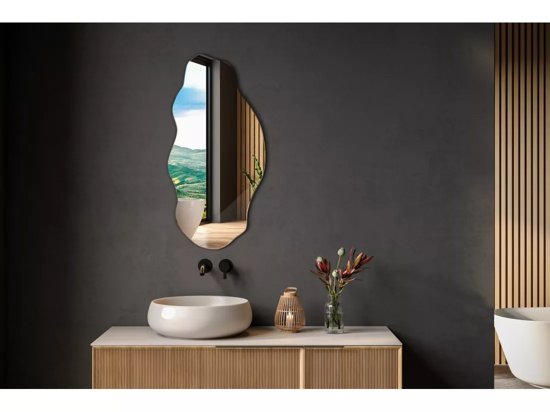 Miroir irrégulier pour maquillage, salle de bain, chambre à coucher - 45 cm x 90 cm
