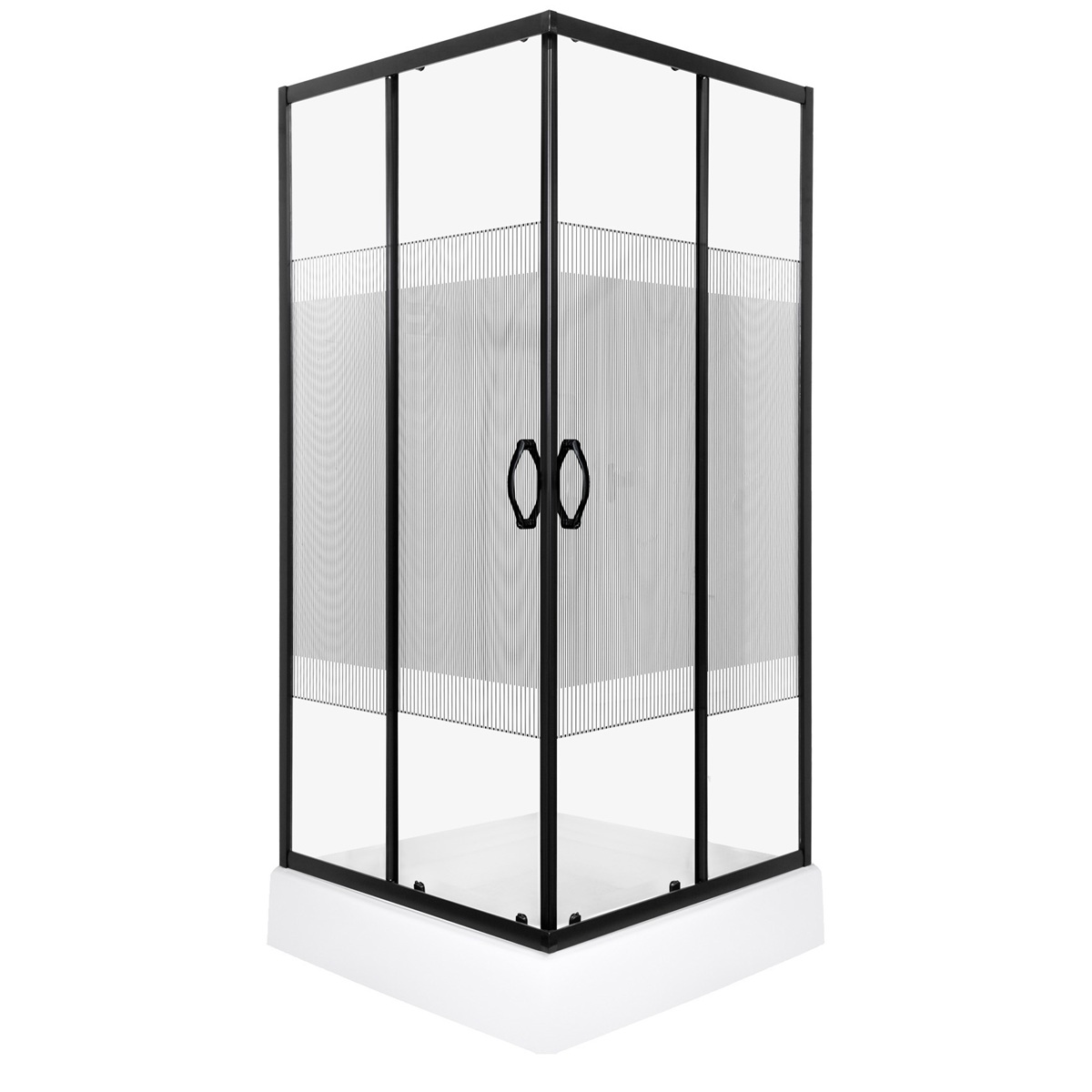 Kerra Xenia douchecabine met douchebak en schuifdeur 90x90cm zwart mat