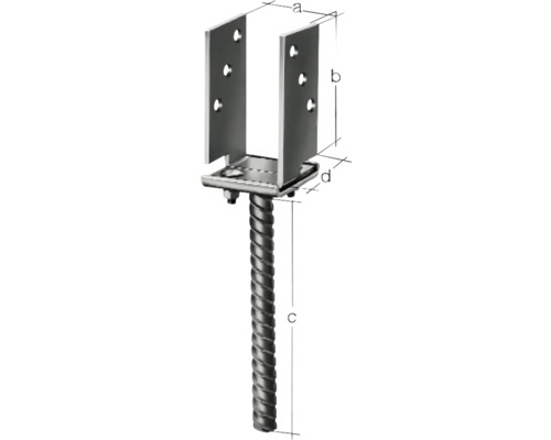 Verstelbare U-vormige paalanker voor inbetonnering, 71-131 x 110 x 200 mm, geel verzinkt, 1 stuk
