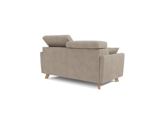 DIVANI.STORE - Canapé lit francy + têtières réglables beige 3 places maxi