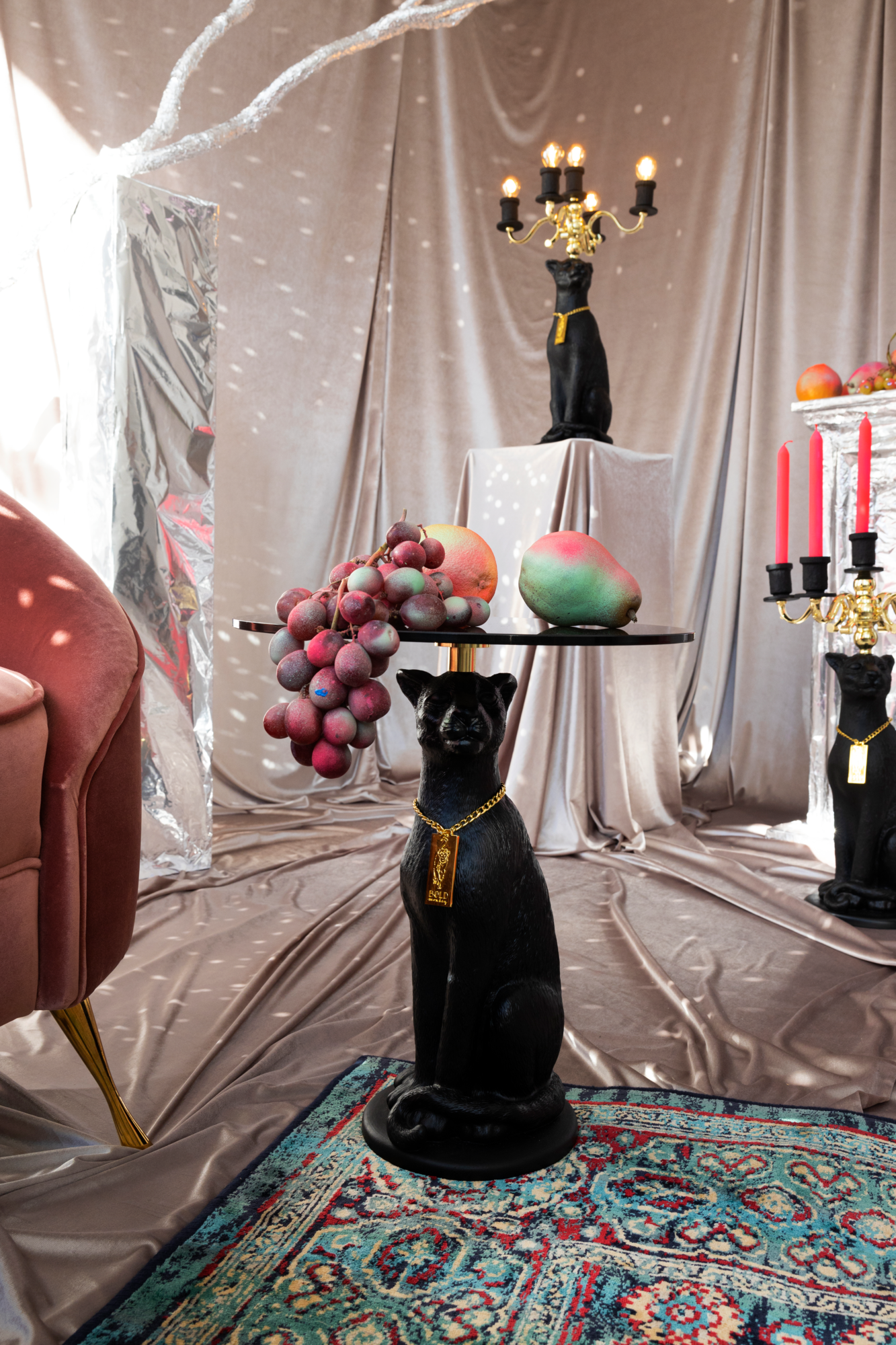 Bijzettafel Proudly Crowned Panther zwart