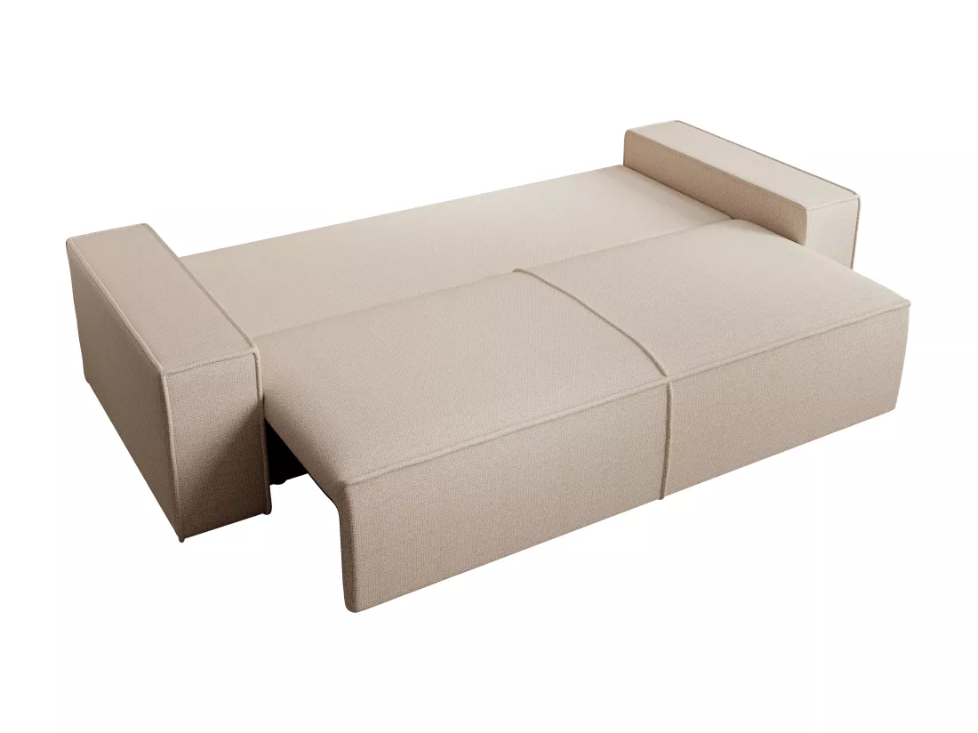 Canapé 4 places convertible en tissu texturé beige AMELIA