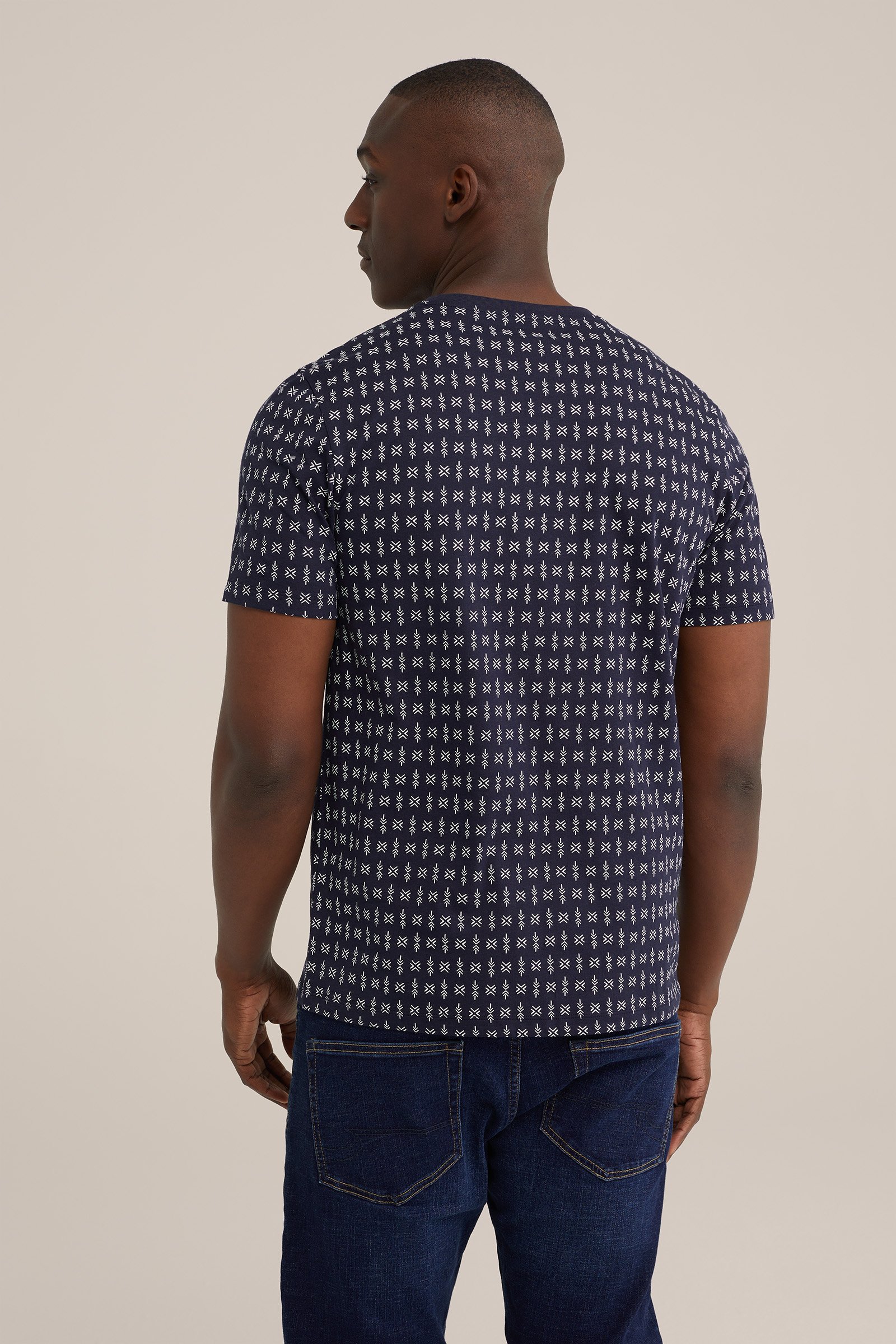 T-shirt met dessin WE Fashion Marineblauw
