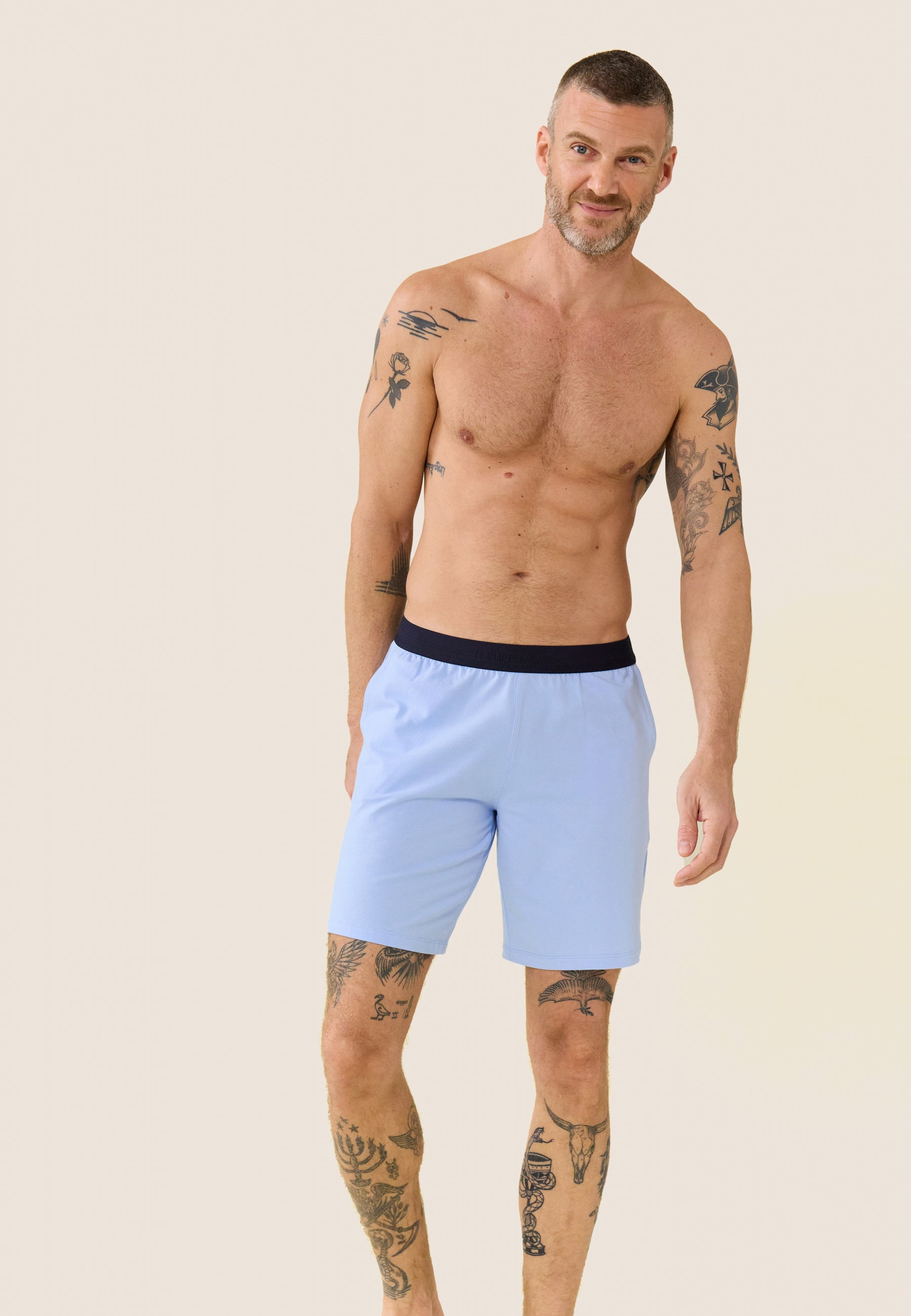 Ensemble de pyjama t-shirt et short en coton-Ensemble Pyjama Yvan Bleu ciel