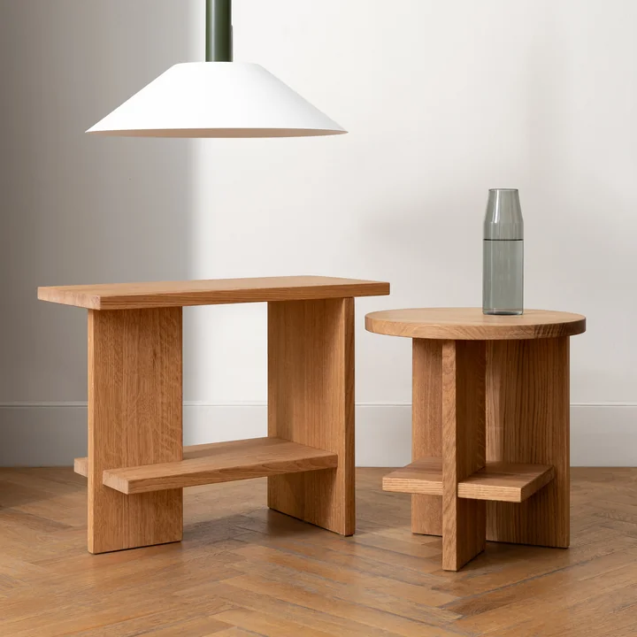 NINE - Tee Beistelltisch rund Ø 40 cm, Eiche
