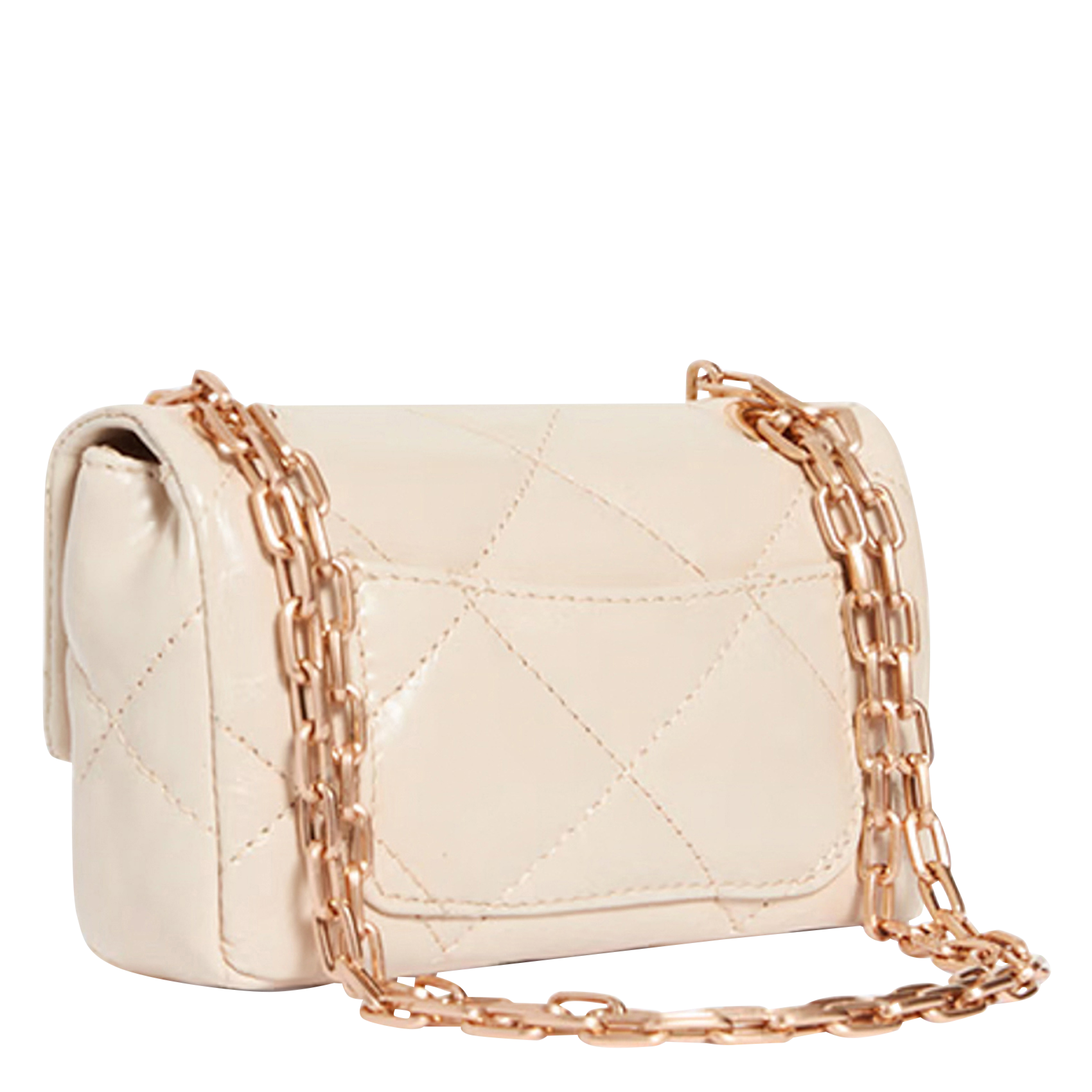 NANO MOON - Sac bandoulière matelassé en cuir | Beige