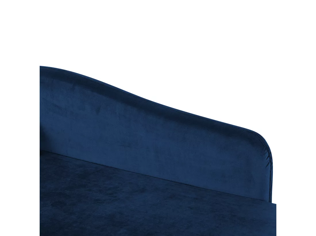 Chaise longue côté droite en velours bleu LUIRO