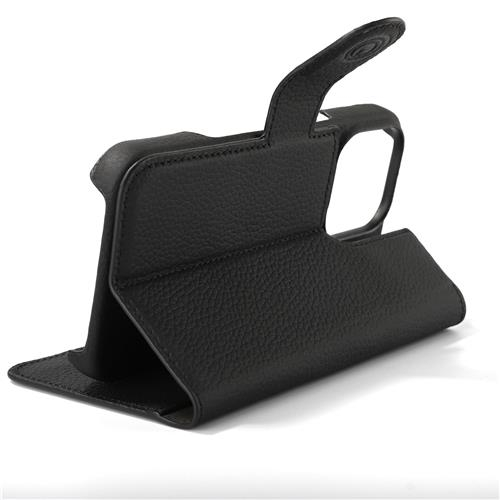 2in1 iPhone 16 Pro Echtleder Magnet Wallet Case Tasche Flip Cover (JOSSIP16PRO-M01) - Schwarz