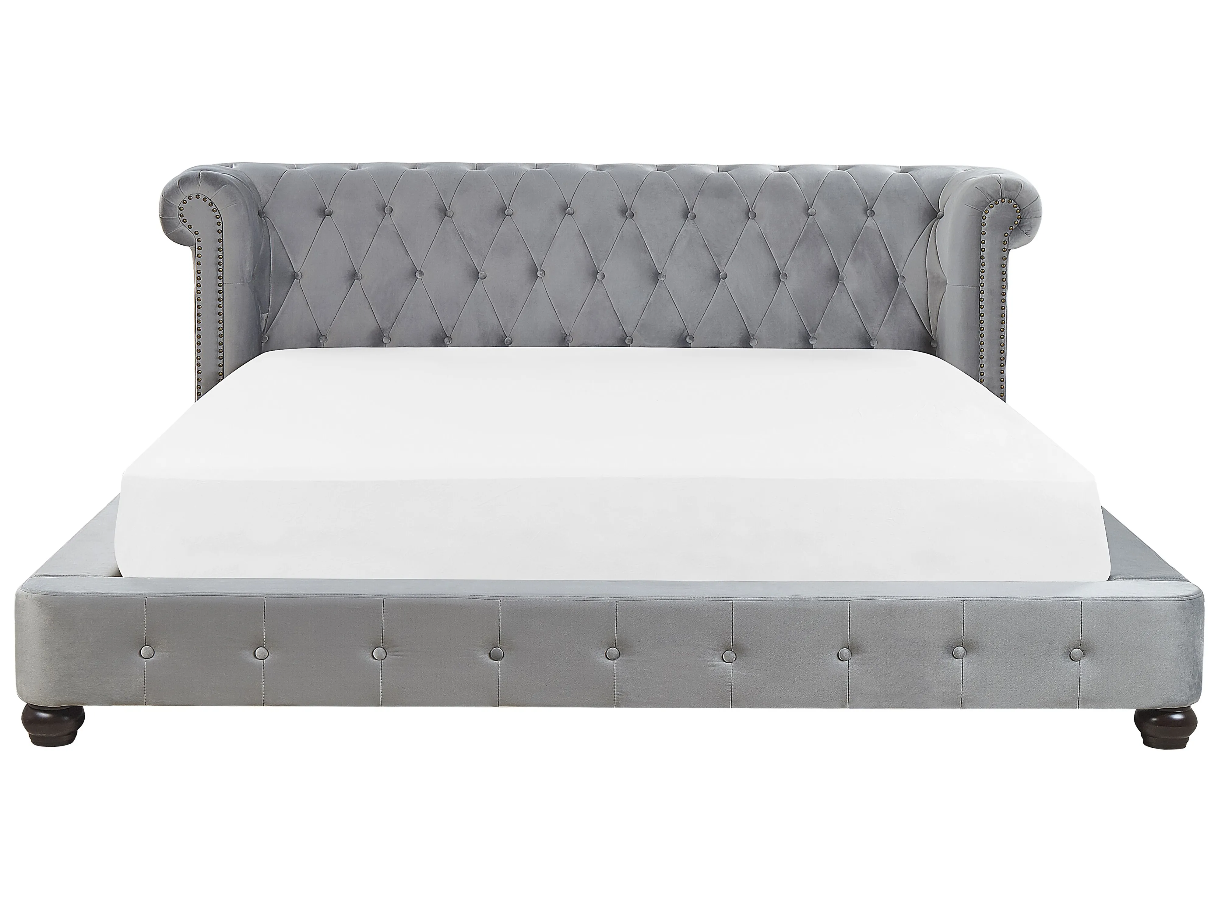 Waterbed Fluweel CAVAILLON 180 x 200 cm Lichtgrijs