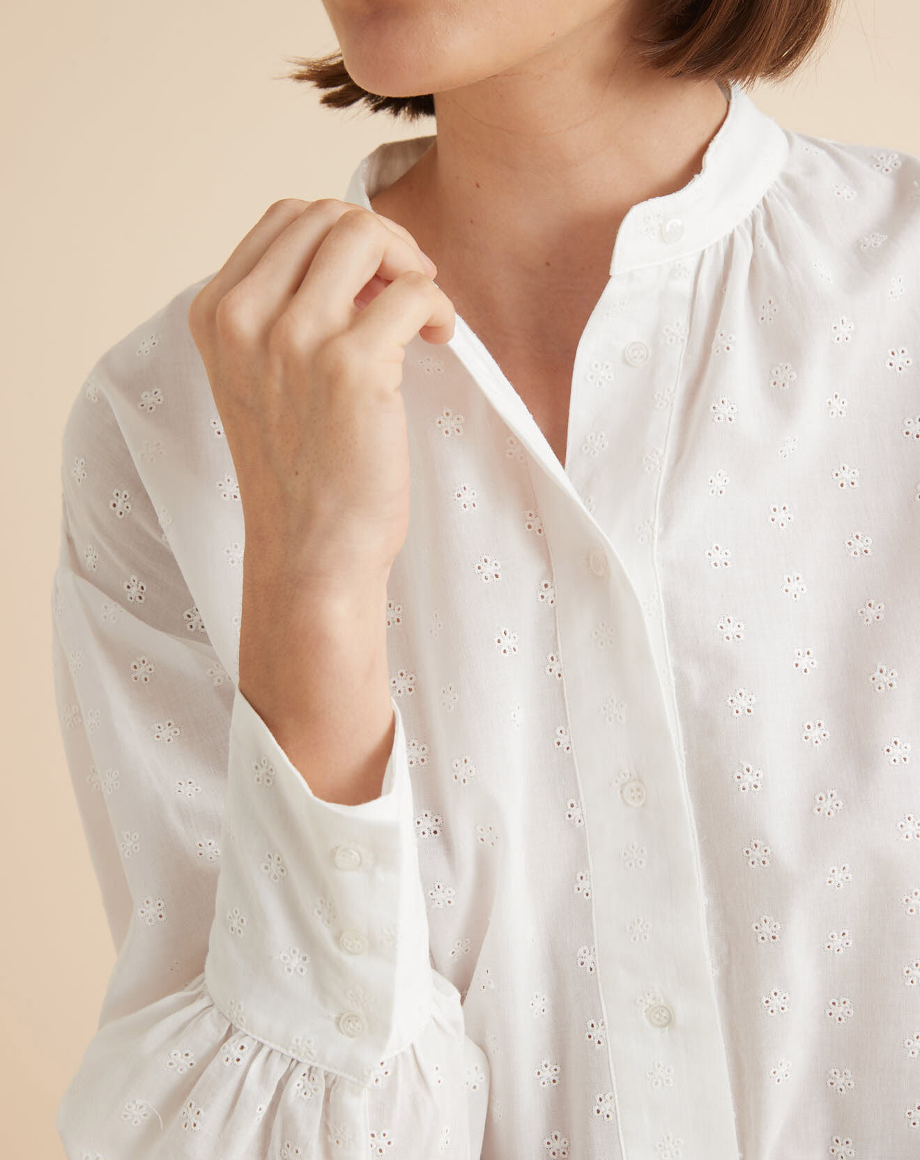 Cyrillus Blouse broderie anglaise blanche