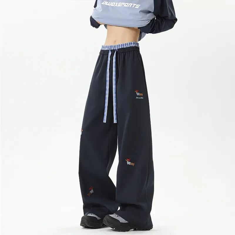 Kimeya - Wijde broek met trekkoord en letters