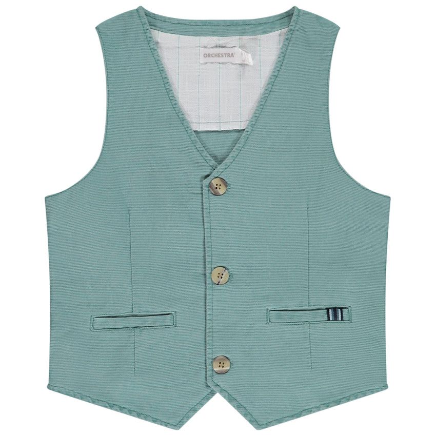 Gilet de cérémonie type serveur pour garçon - Kaki