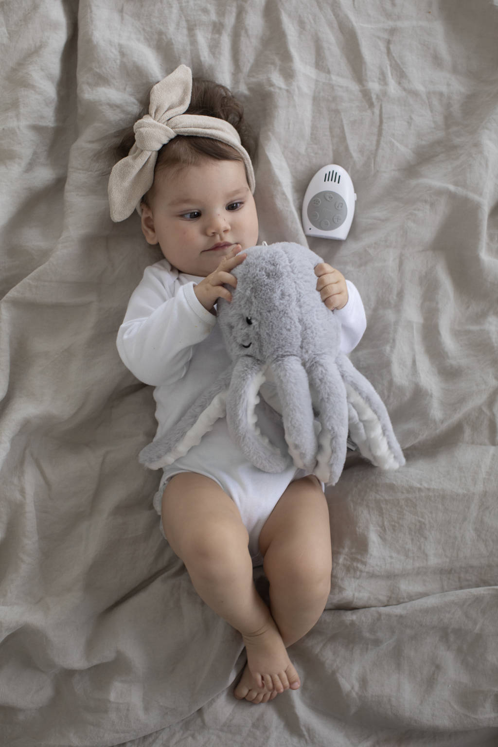 hartslagknuffel olly octopusgrijs - knuffel 24 cm