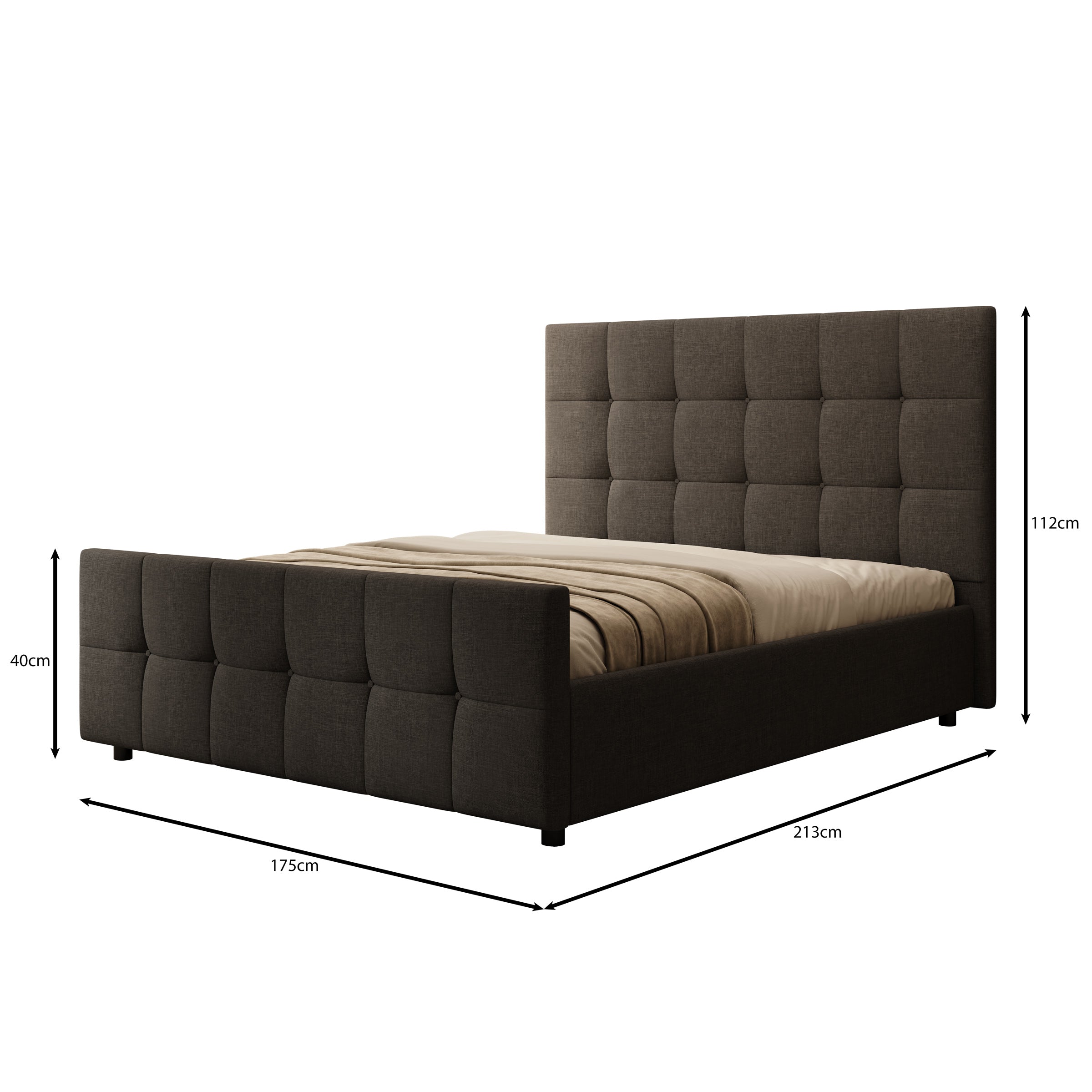 Verano - Tweepersoonsbed - Velvet zwart - 160x200 cm