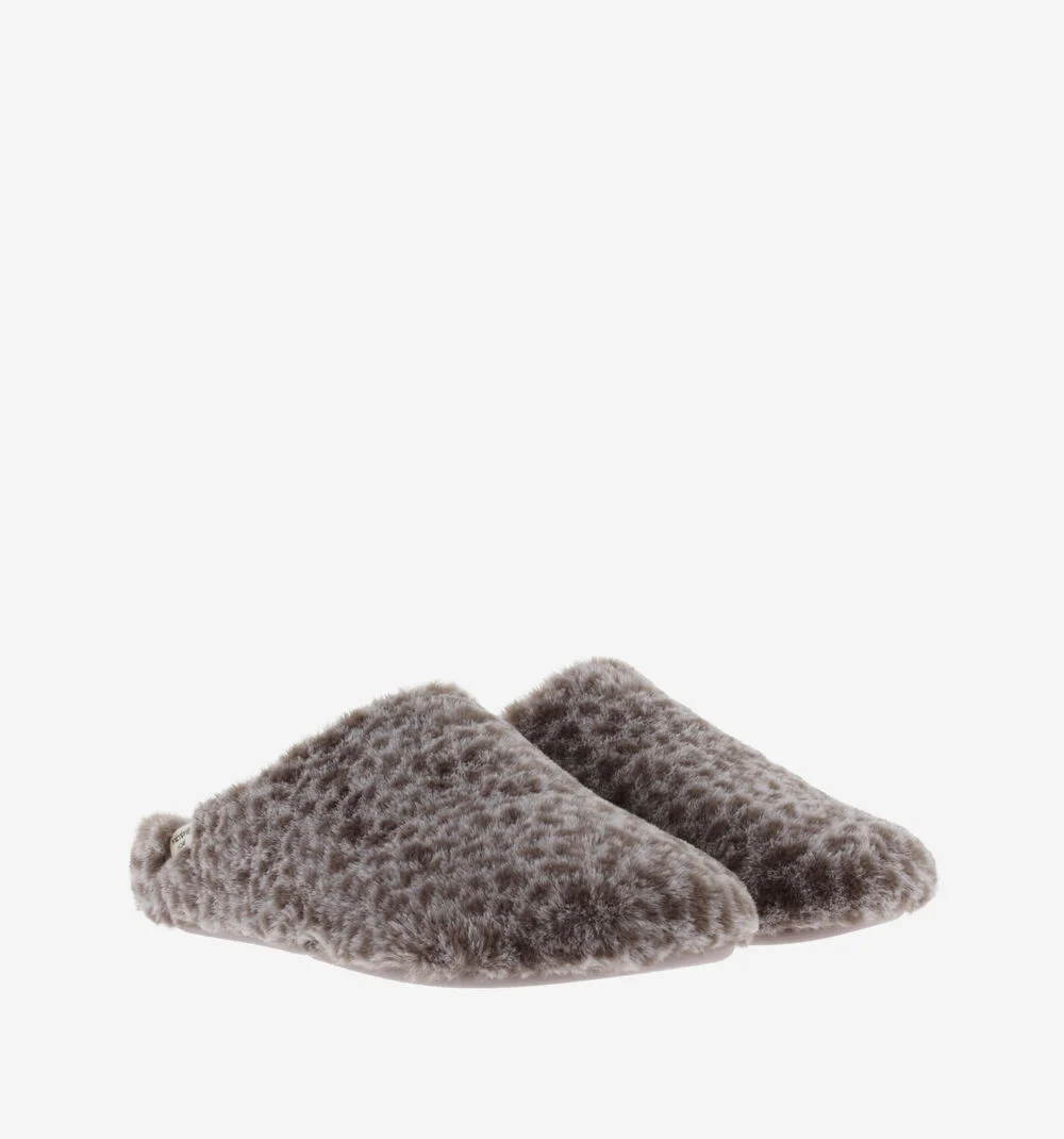 NORTE PELO ANIMAL PRINT TAUPE Pantoufles pour femmes à imprimé animalier TAUPE