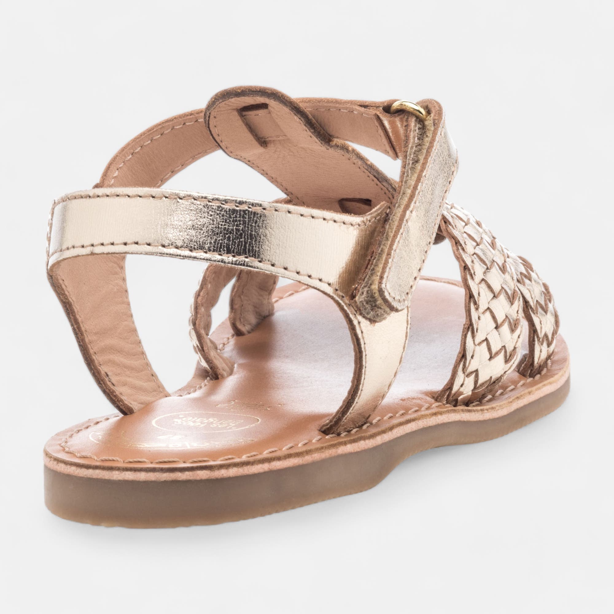 Nu-pieds Fille en cuir or