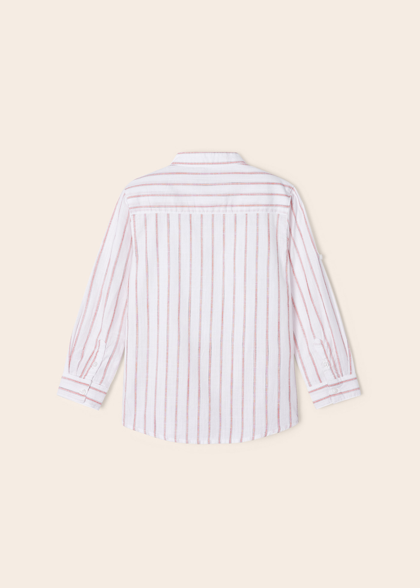 Camisa de manga comprida com gola mandarim em algodão sustentável para meninos