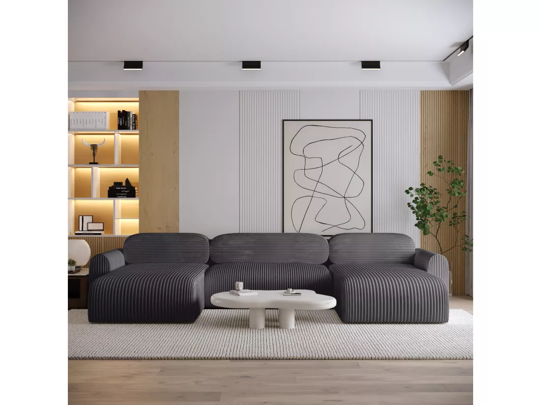 CANAPÉ PANORAMIQUE avec fonction de couchage Pirna U, 8 places, anthracite