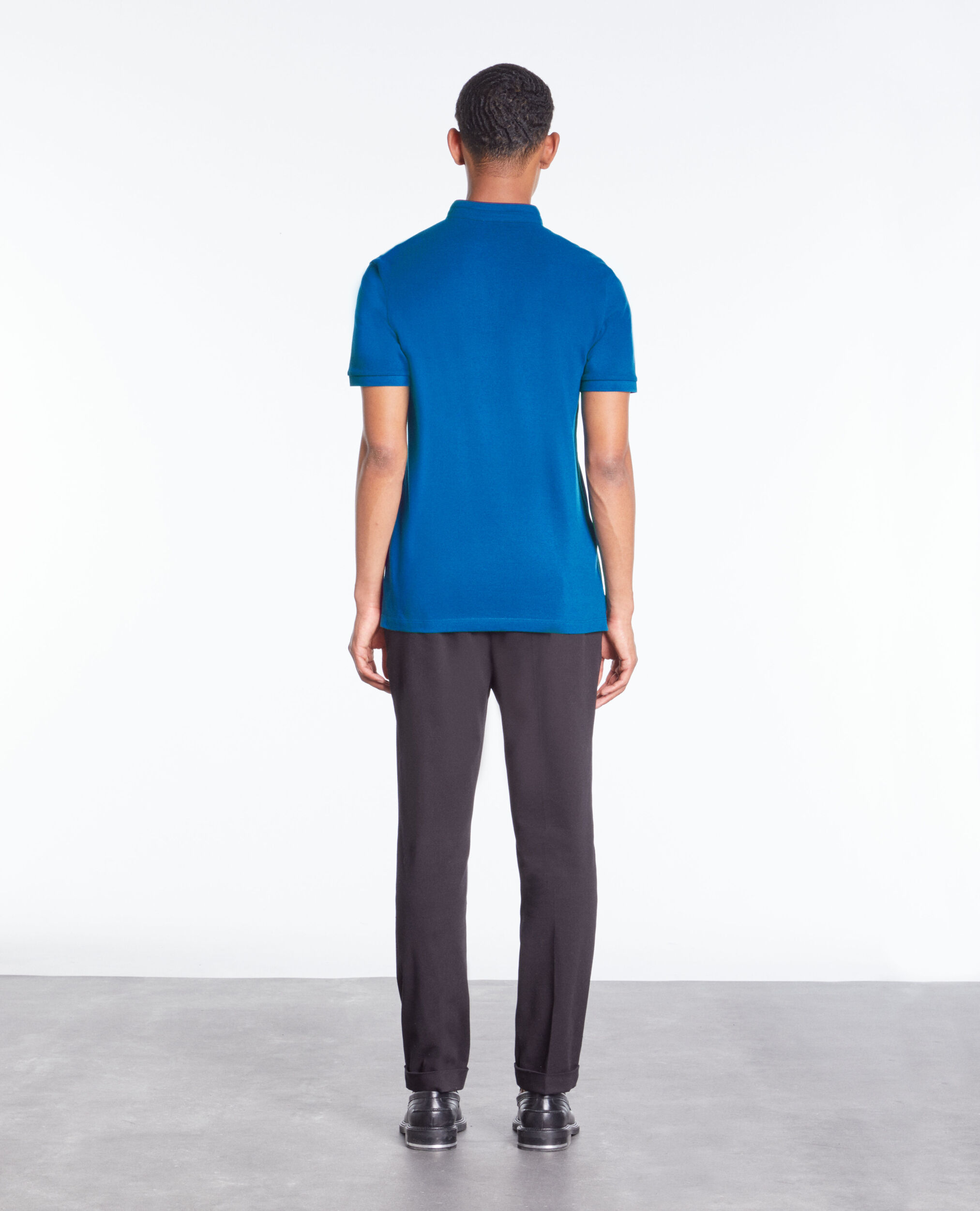 Polo bleu en coton