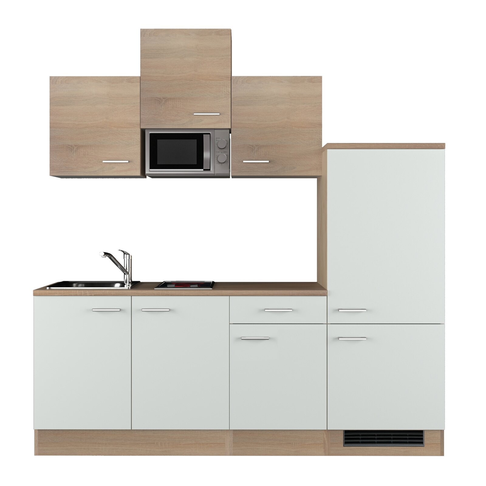 Küchenblock SAMOA - weiß - Sonoma Eiche - mit E-Geräten- 210 cm