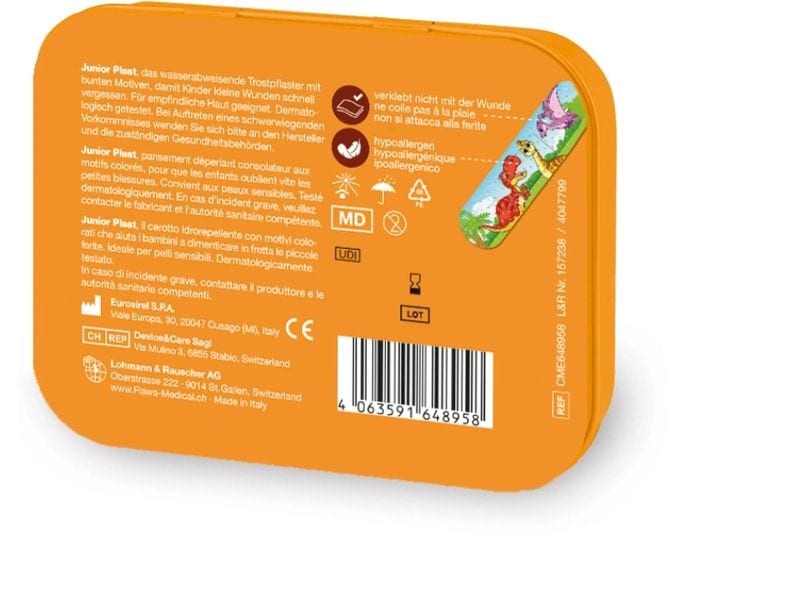 FLAWA Pflaster Junior Dinos 20 Stück assortiert Lustige Pflasterbox für Kinder