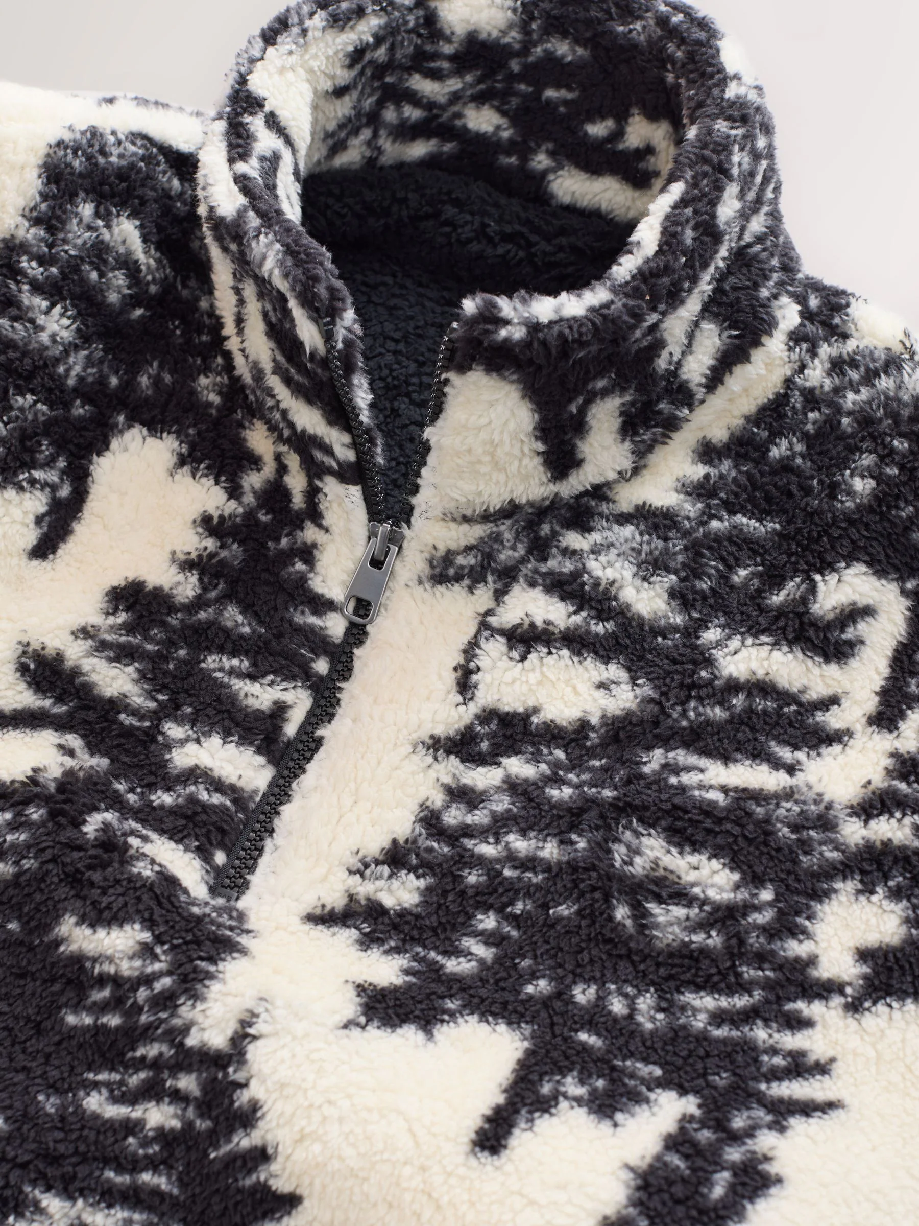 Black/Cream Tree Print - Matching Family Zip Neck Borg Fleece