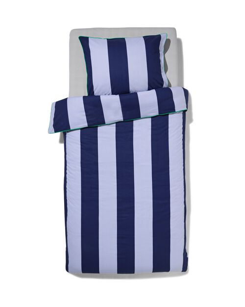 housse de couette enfant - coton doux - 140x200 - rayure - bleu