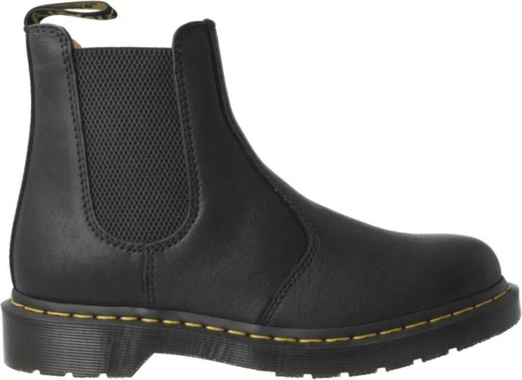 Dr. Martens Zwarte leren enkellaarzen met elastische sluiting Black Heren