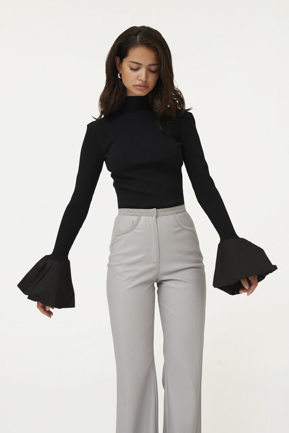 ROTATE Birger Christensen Knit High Neck Top Black
