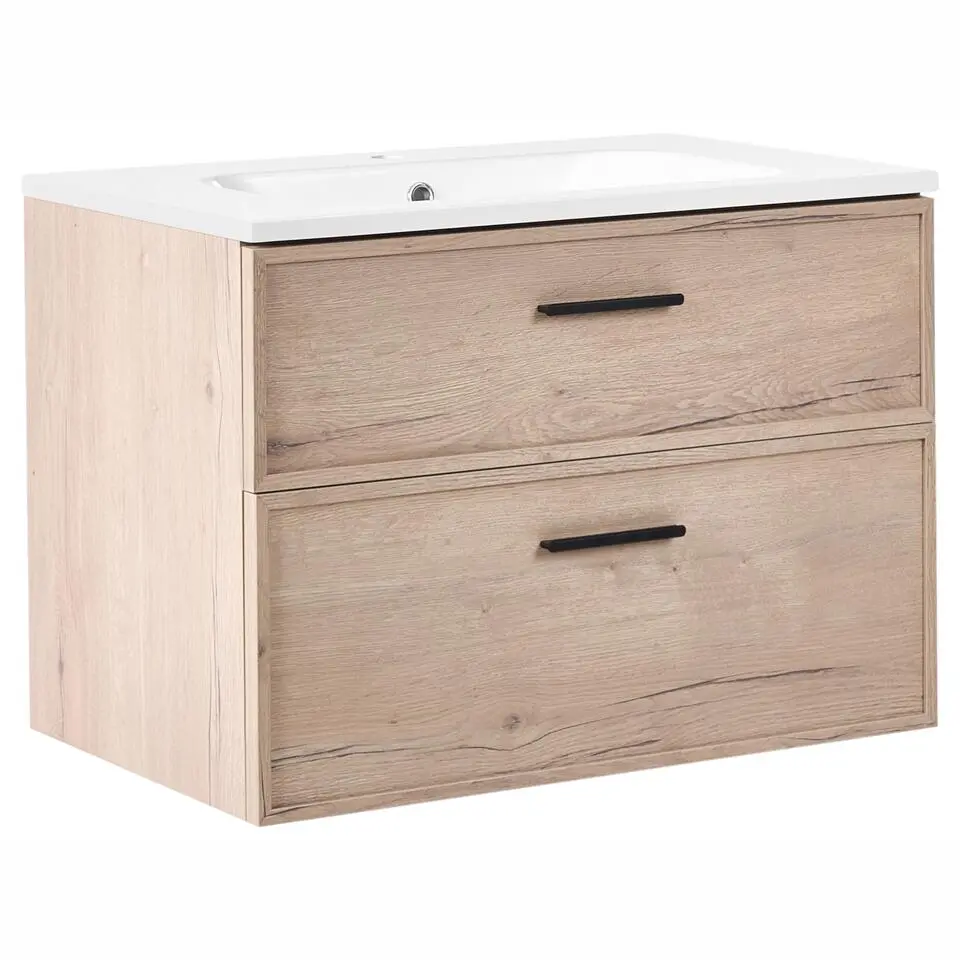 YELCHO - Wandgemonteerd meubel met wasbak - Lichtbruin - MDF
