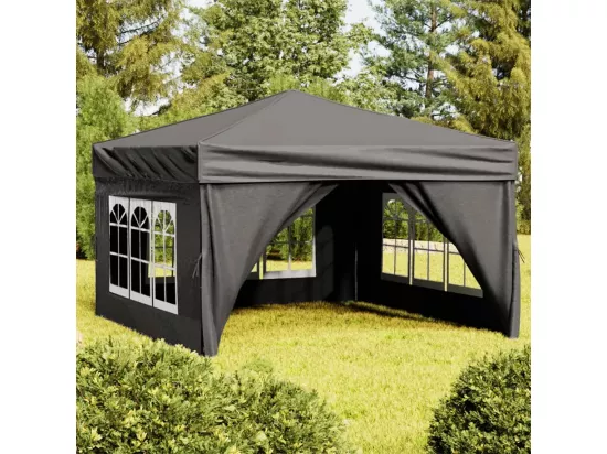 Tente de réception pliable avec parois Anthracite 3x3 m