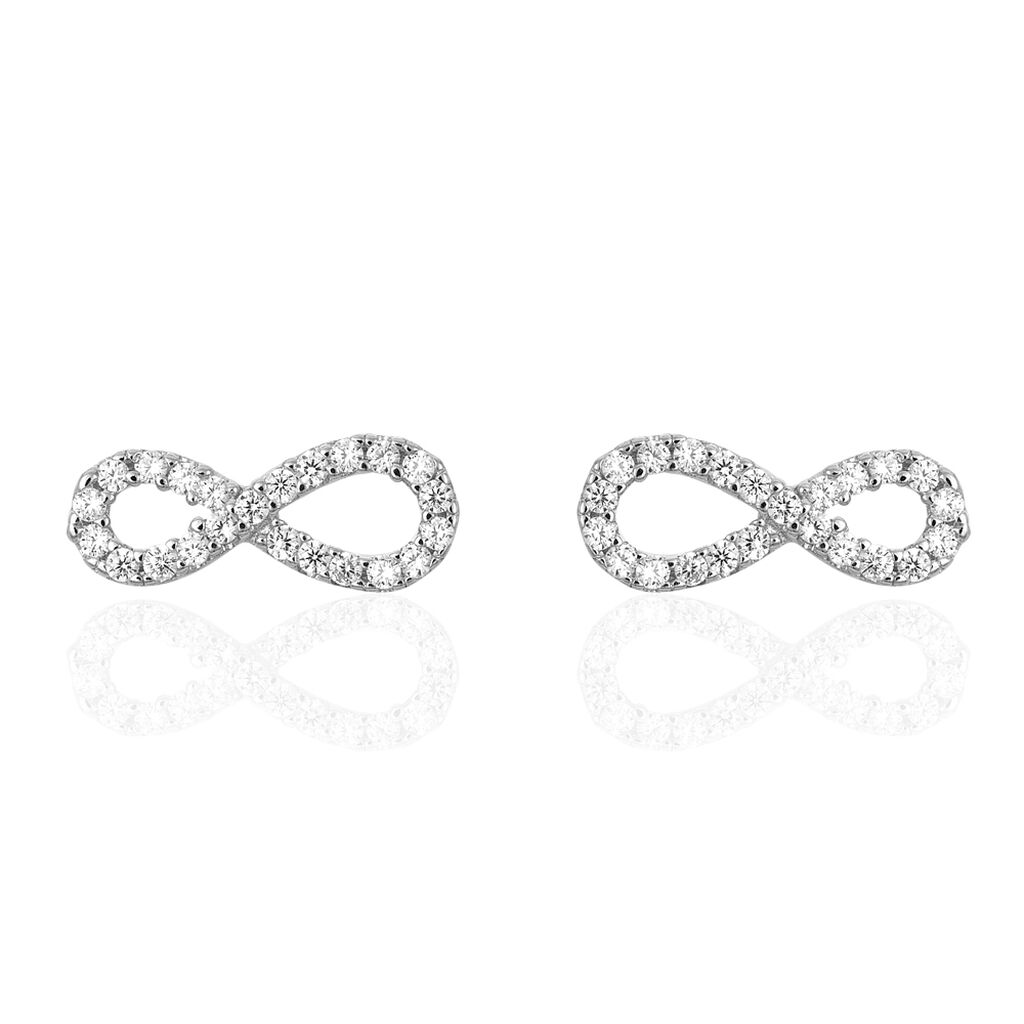 Boucles D'oreilles Puces Clélia Argent Blanc Oxyde De Zirconium