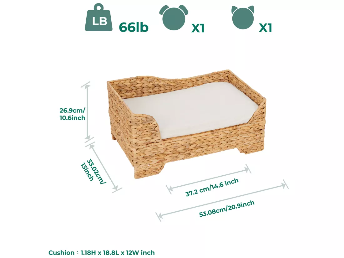 Lit panier intérieur en osier chat ou petit chien
