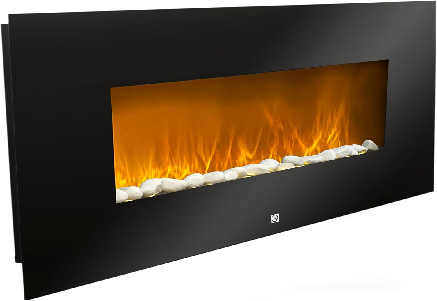 Elektrokamin Wandmontage 94cm – Elektrischer Kamin mit LED Flammeneffekt & Heizfunktion 2000W – Wandkamin mit Thermostat Timer & Fernbedienung – Design Kaminofen ohne Schornstein, Schwarz