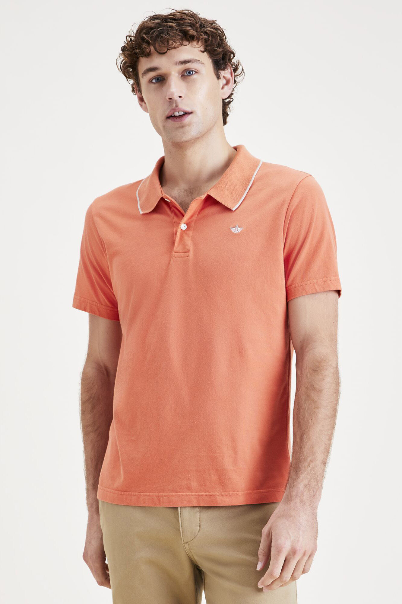 Camisa polo de malha de algodão - Laranja