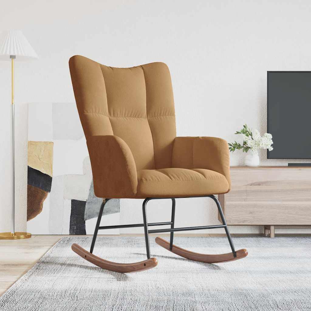 vidaXL Schommelstoel, Bruin, Bekleed met Fluweel