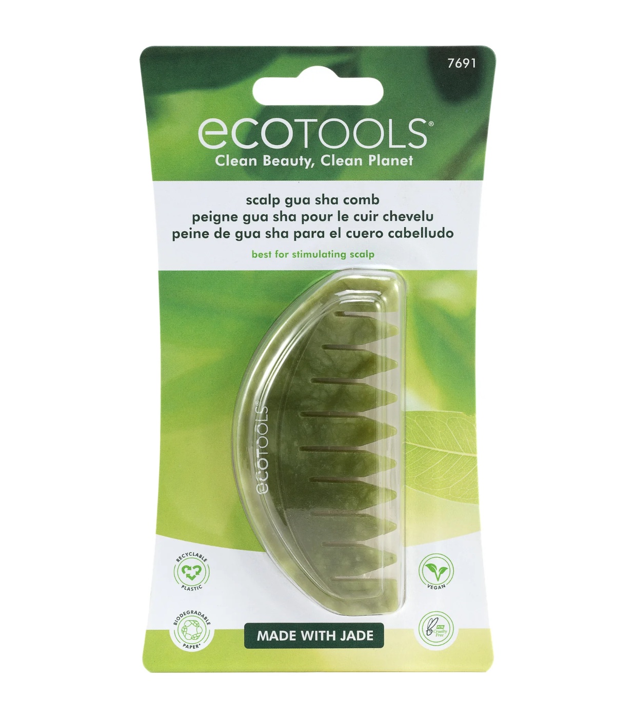Ecotools - Pente Gua Sha para Couro Cabeludo Jade