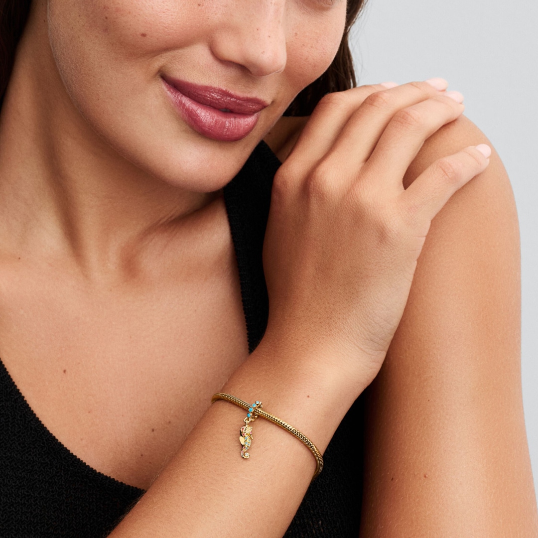 Pandora Gold Moments Seepferdchen Charm-Anhänger