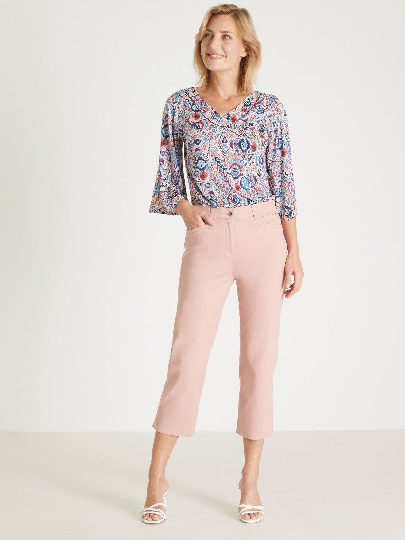 Pantalon corsaire en toile extensible